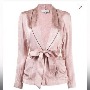 Fleur Du Mal Floral-Jacquard Satin Smoking Pink Jacket